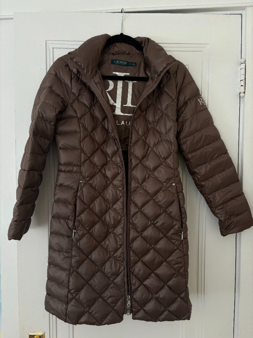 Lauren Ralph Glossy Brown Down Packable Filled Quilted Puffer Coat | Size XXS